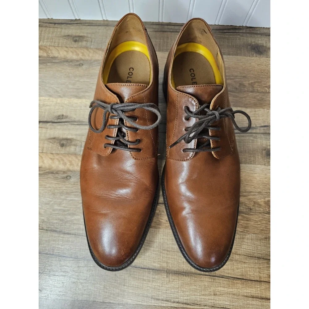Cole Haan Hawthorne Plain Toe Oxford Shoes British Tan Leather Men's 10.5